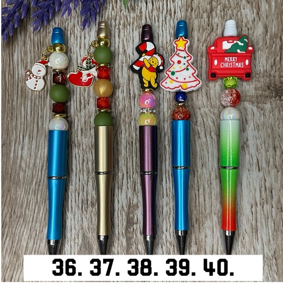 Handcrafted Pooh Tree Pens Beaded Unique Artisan Gifts Office Accessories - Picture 1 of 7